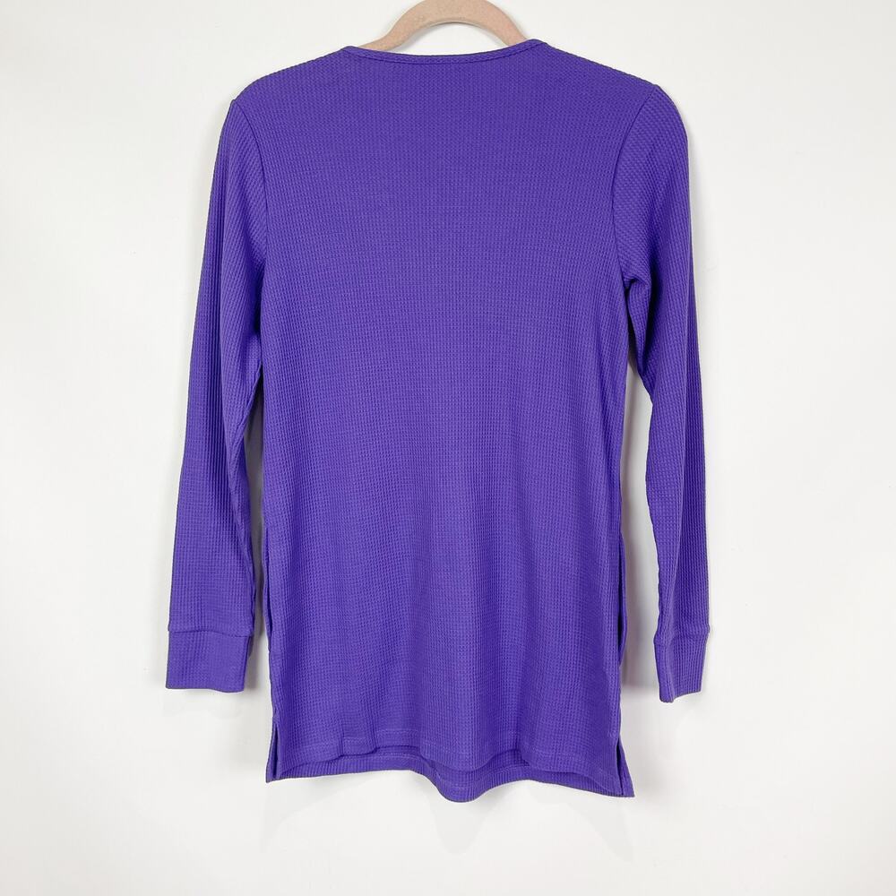 Quacker Factory Womens Knit Tunic Top XXS Purple V-Neck Long Sleeve Waffle NWOT - Picture 5 of 5